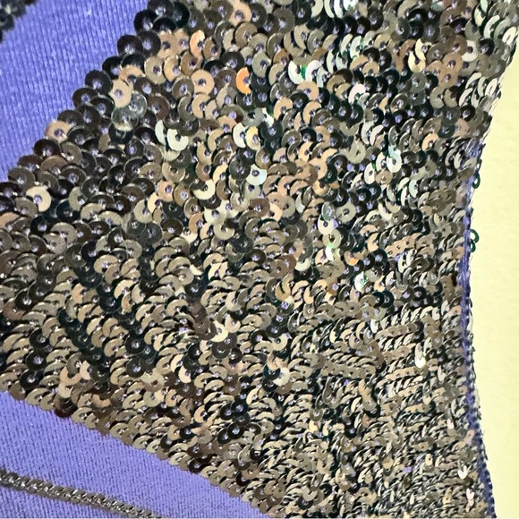 Express Art Deco Sequin Mini Dress Aztec Bodycon Blue Black Silver Size Large - Picture 7 of 14